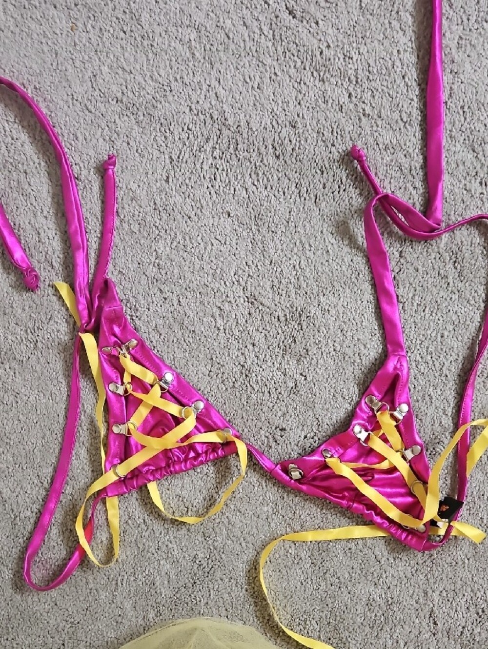 Women’s Pink and Yellow Two-Piece Dance Costume - Picture 3 of 4